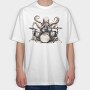 octopus playing drums, Tricou Oversize Barbati (Unisex)