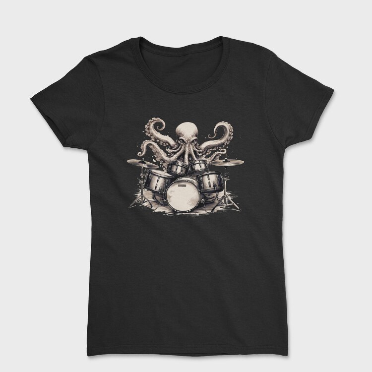 octopus playing drums, Tricou Femei