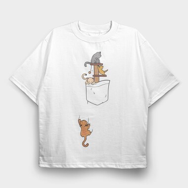 Pocket Cats, Tricou Oversize Barbati (Unisex)