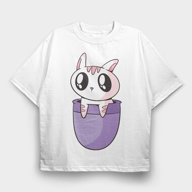 Pocket Cute Cat, Tricou Oversize Barbati (Unisex)