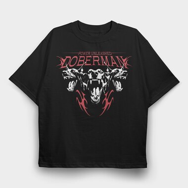 Power Unleashed Doberman, Tricou Oversize Barbati (Unisex)