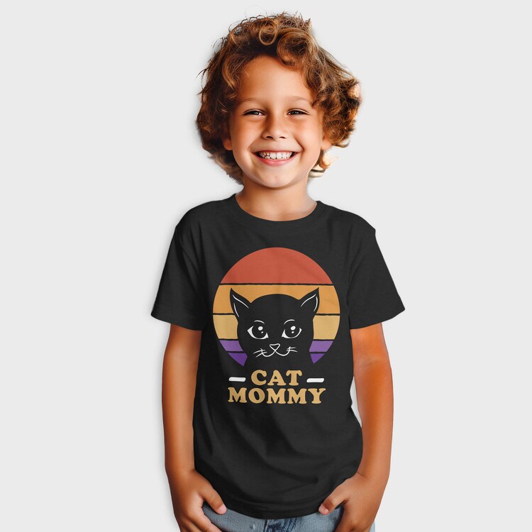 Cat Mommy Retro Sunset, Tricou Copii