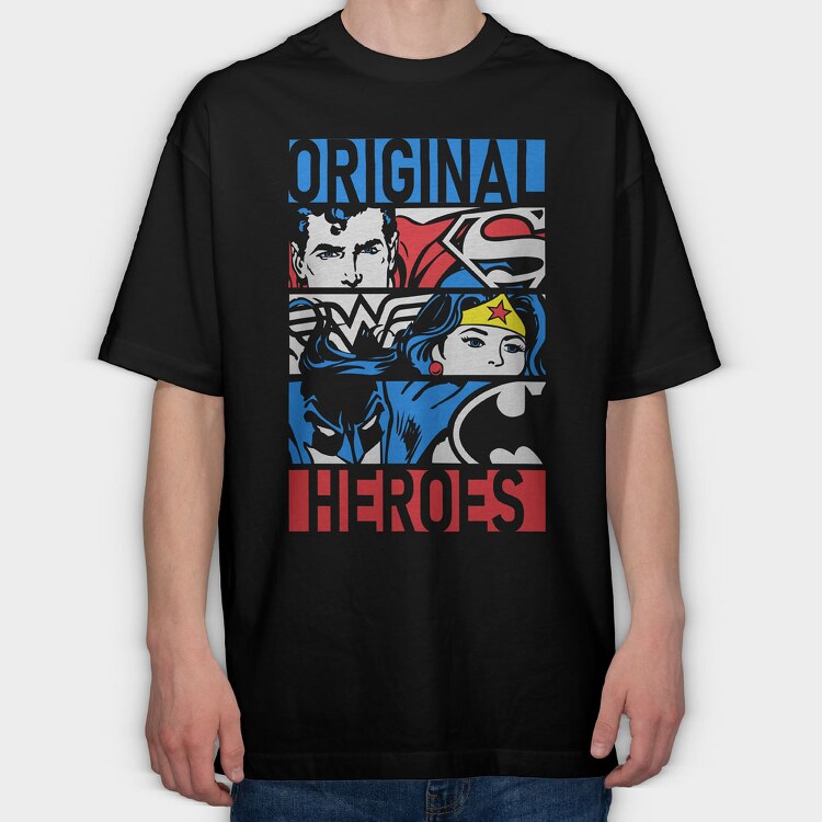 Superman Wonder Women Batman, Tricou Oversize Barbati (Unisex)