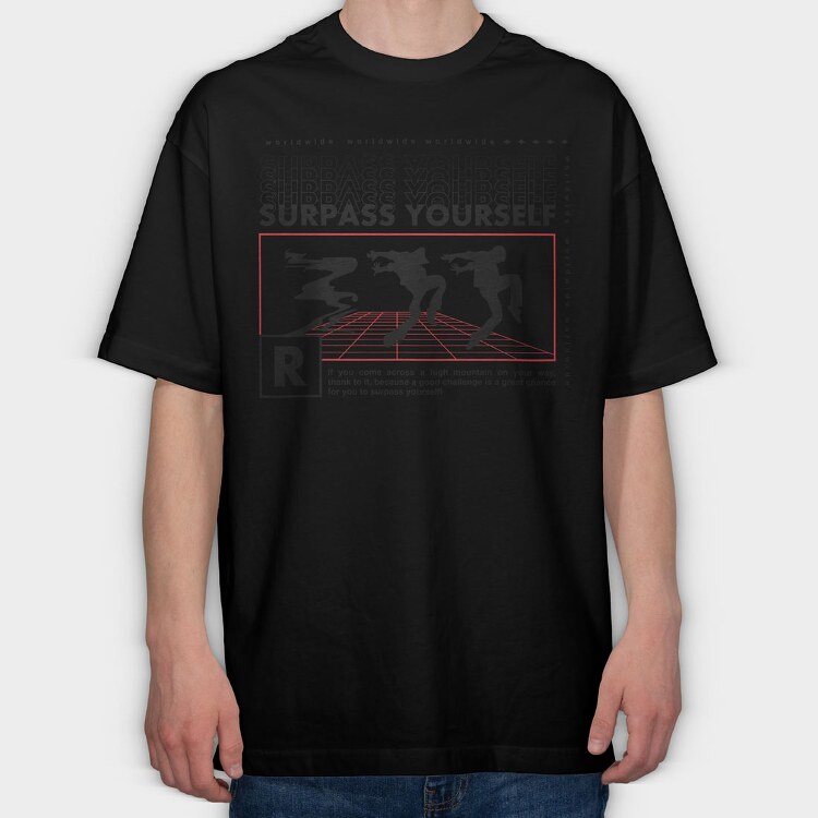 Surpass Yourself 1, Tricou Oversize Barbati (Unisex)