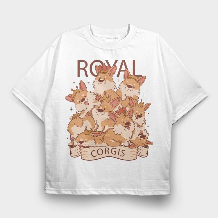 Royal Corgis, Tricou Oversize Barbati (Unisex)
