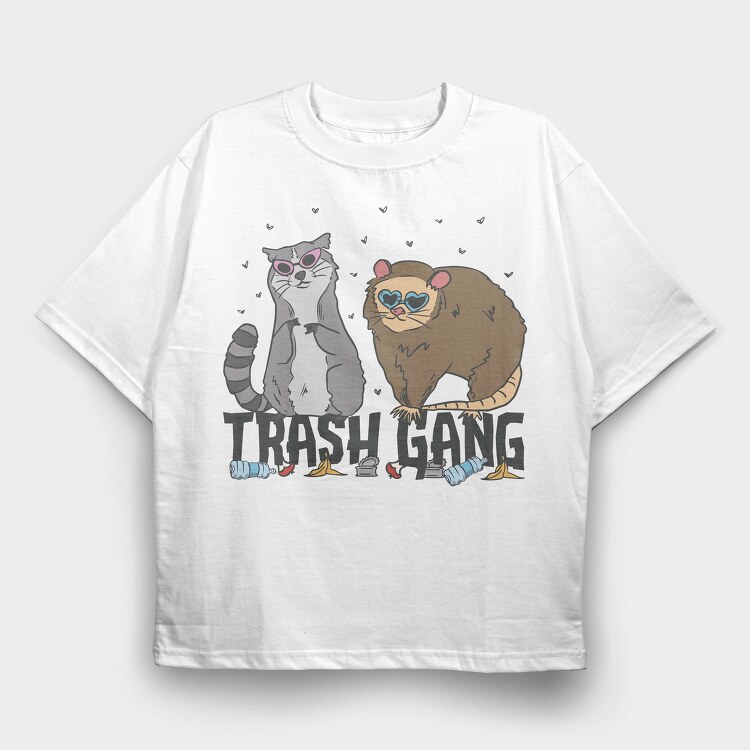 Racoon and Possum Trash Gang, Tricou Oversize Barbati (Unisex)