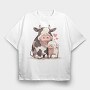 Pig Cow Love, Tricou Oversize Barbati (Unisex)