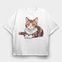 Orange Cat, Tricou Oversize Barbati (Unisex)