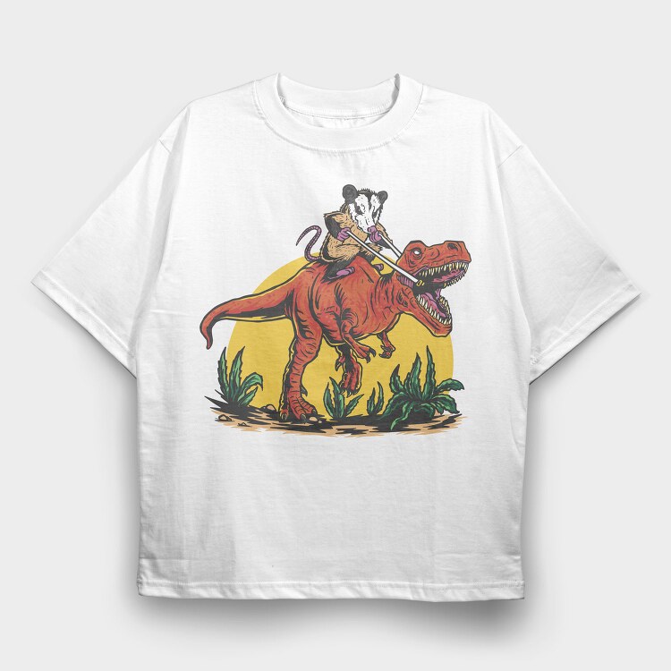 Opossum Trex, Tricou Oversize Barbati (Unisex)