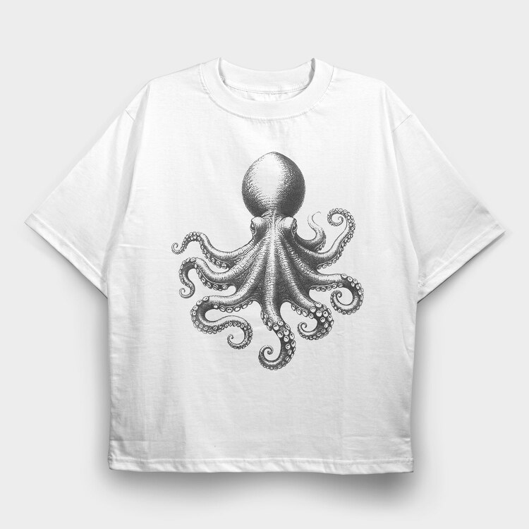 octopus draw, Tricou Oversize Barbati (Unisex)