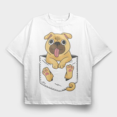 Pug in Pocket, Tricou Oversize Barbati (Unisex)