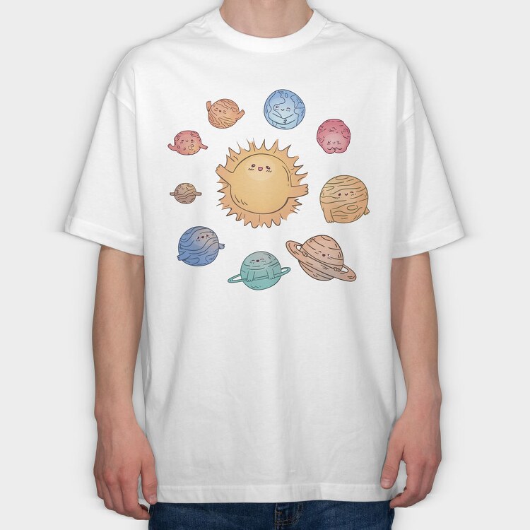 Kawaii Solar System, Tricou Oversize Barbati (Unisex)