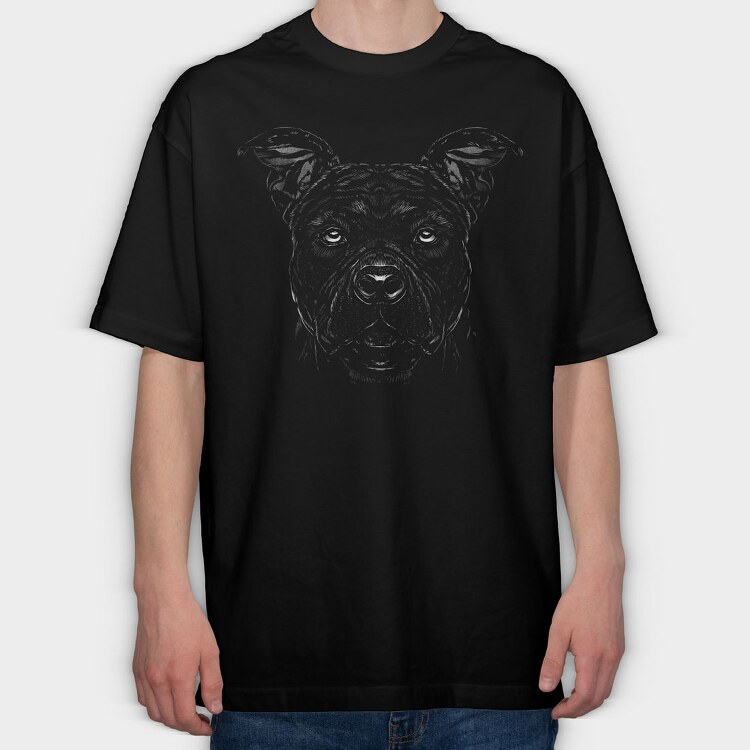 Realistic American Staffordshire, Tricou Oversize Barbati (Unisex)