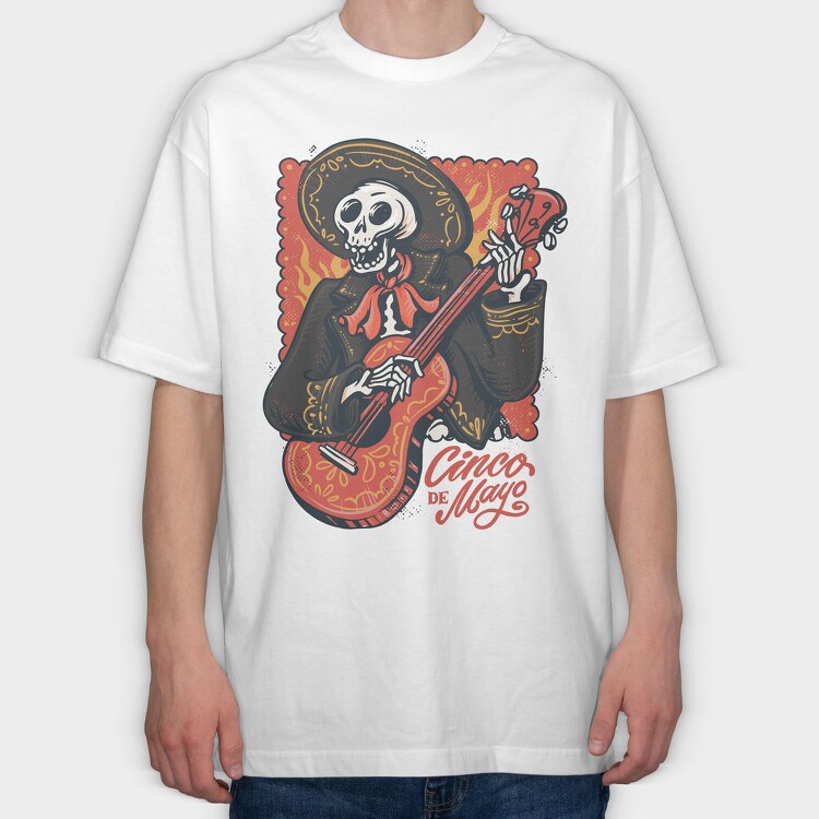 Mariachi Skeleton, Tricou Oversize Barbati (Unisex)