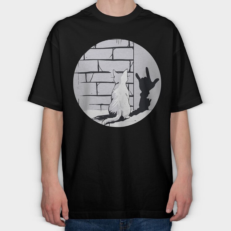 Cat Rock Sign Shadow, Tricou Oversize Barbati (Unisex)