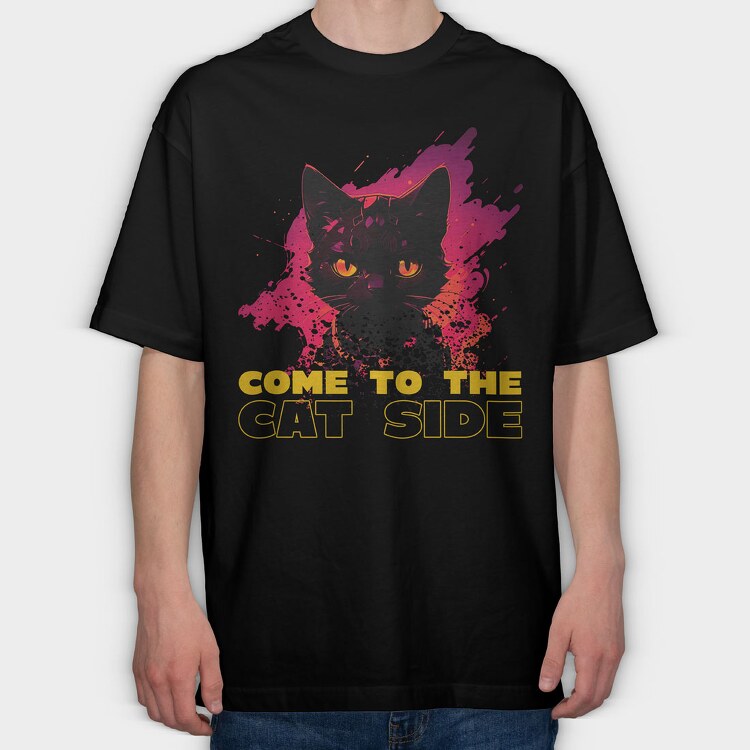 Cat Side, Tricou Oversize Barbati (Unisex)