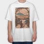 Cat Sitting Traditional Japanese, Tricou Oversize Barbati (Unisex)