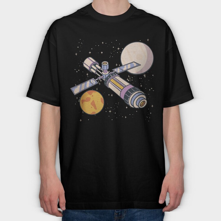 Spacecraft And Planets, Tricou Oversize Barbati (Unisex)