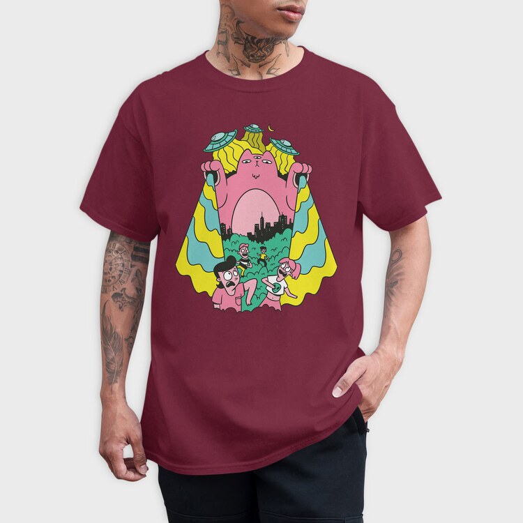 Alien Cat Ufo, Tricou Barbati (Unisex)