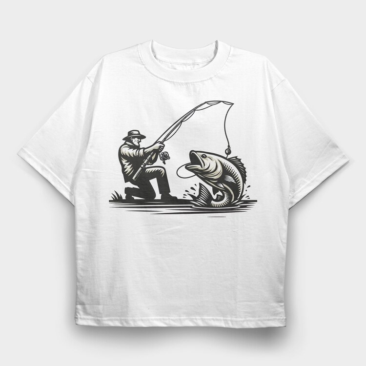 Man Fishing, Tricou Oversize Barbati (Unisex)