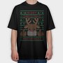 Reindeer Middle Finger Ugly Sweater, Tricou Oversize Barbati (Unisex)
