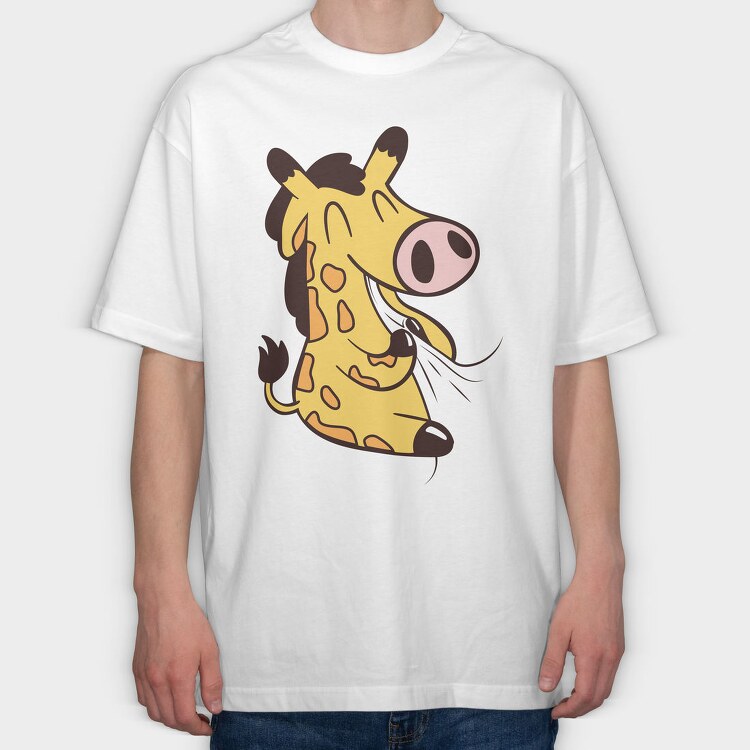 Giraffe Eating, Tricou Oversize Barbati (Unisex)