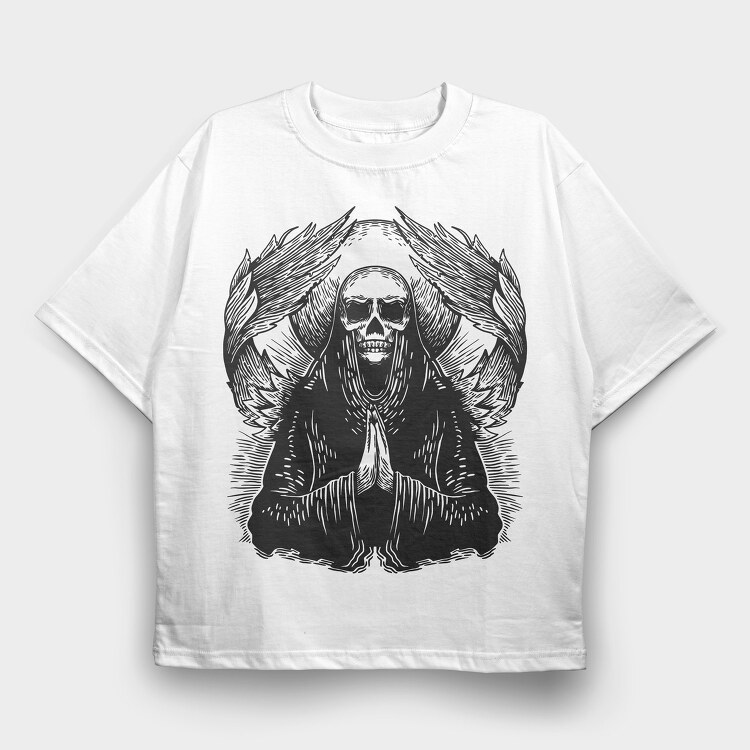 Angel Skull, Tricou Oversize Barbati (Unisex)