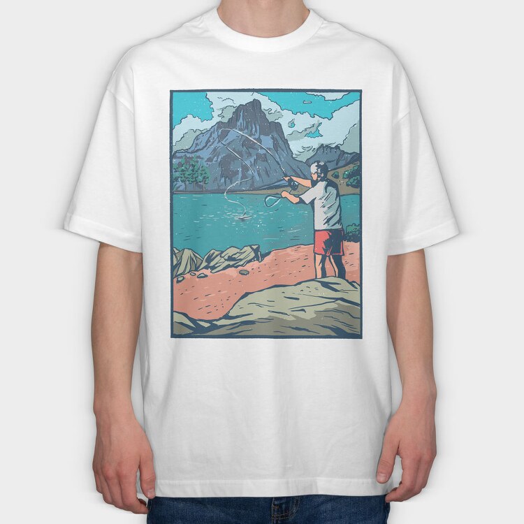 Fly Fisherman, Tricou Oversize Barbati (Unisex)