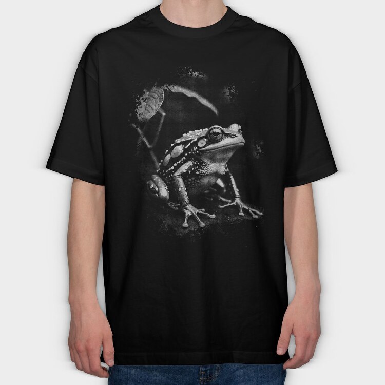 Realistic Frog in Nature, Tricou Oversize Barbati (Unisex)