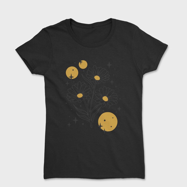 Sparkling Flowers And Circles Vintage, Tricou Femei