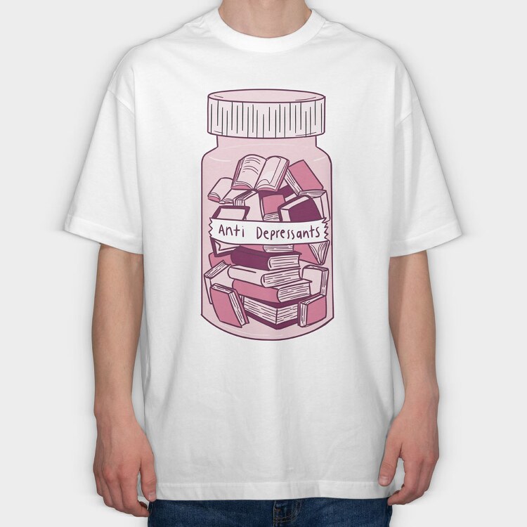 Anti Depressants Books, Tricou Oversize Barbati (Unisex)