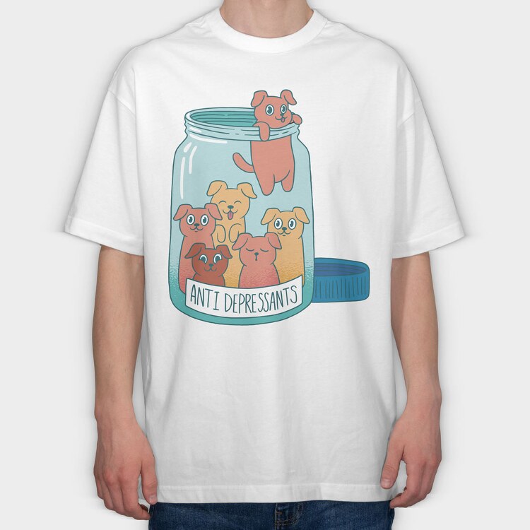 Antidepressants Dogs Jar, Tricou Oversize Barbati (Unisex)