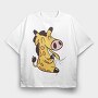 Giraffe Eating, Tricou Oversize Barbati (Unisex)