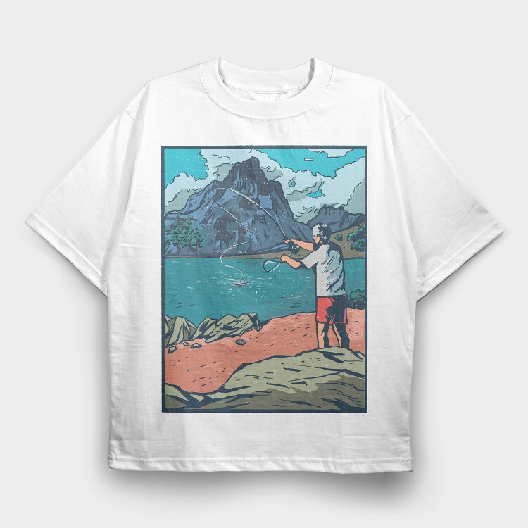 Fly Fisherman, Tricou Oversize Barbati (Unisex)