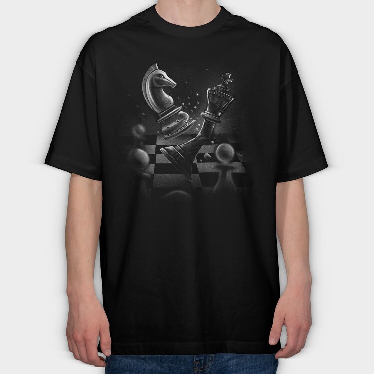 Chess Dramatic Monochrome, Tricou Oversize Barbati (Unisex)