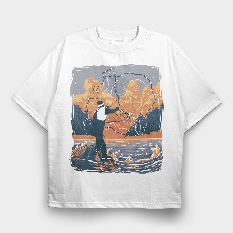 Fisherman Fishnet, Tricou Oversize Barbati (Unisex)