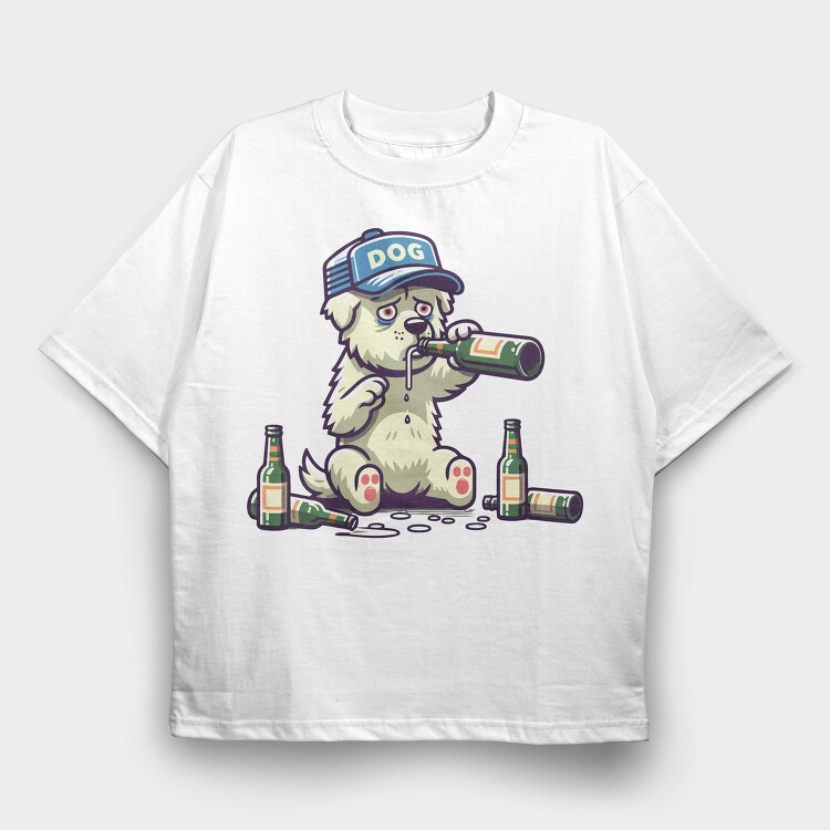 Dog Beer, Tricou Oversize Barbati (Unisex)