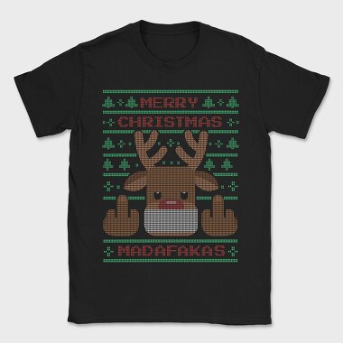 Reindeer Middle Finger Ugly Sweater, Tricou Barbati (Unisex)