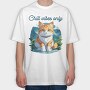 Cat Chill Vibes, Tricou Oversize Barbati (Unisex)