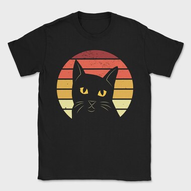 Retro Sunset Cat, Tricou Barbati (Unisex)