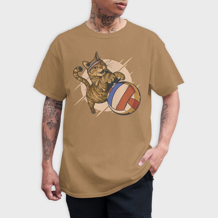 Cat Playing Volleyball, Tricou Barbati (Unisex)