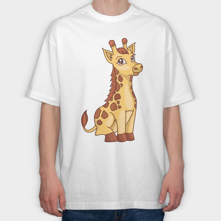 Cute Giraffe Cartoon, Tricou Oversize Barbati (Unisex)