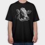 cow portrait, Tricou Oversize Barbati (Unisex)