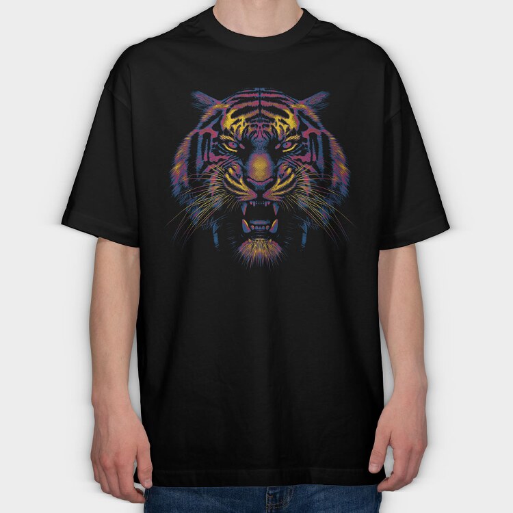 Tiger Colorful, Tricou Oversize Barbati (Unisex)