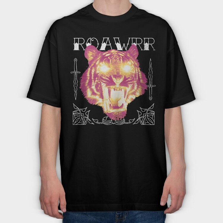 Tiger Roawrr, Tricou Oversize Barbati (Unisex)