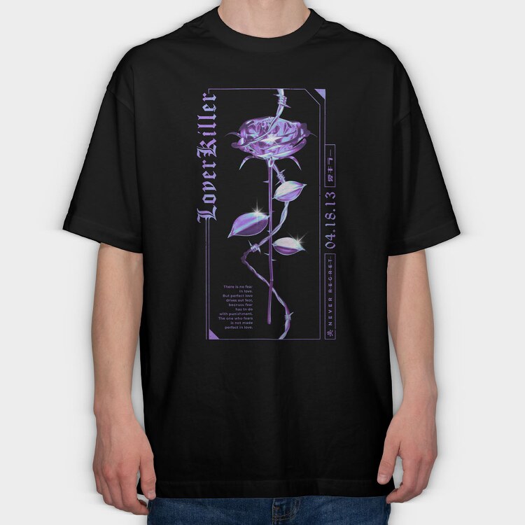 Rose Lover Killer, Tricou Oversize Barbati (Unisex)