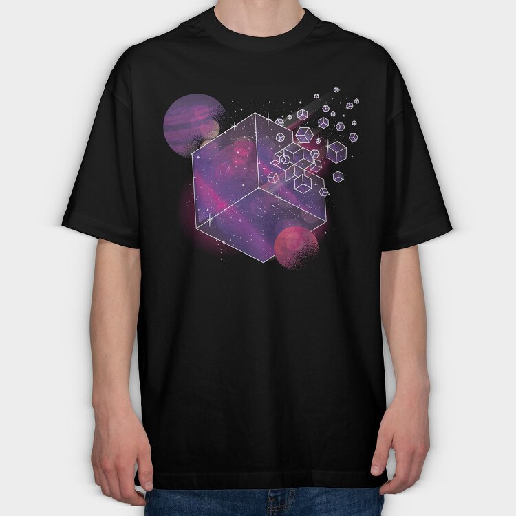 Galaxy Cube Space, Tricou Oversize Barbati (Unisex)