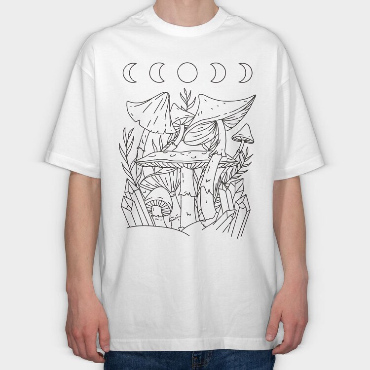 Mushroom Crystals Moon, Tricou Oversize Barbati (Unisex)