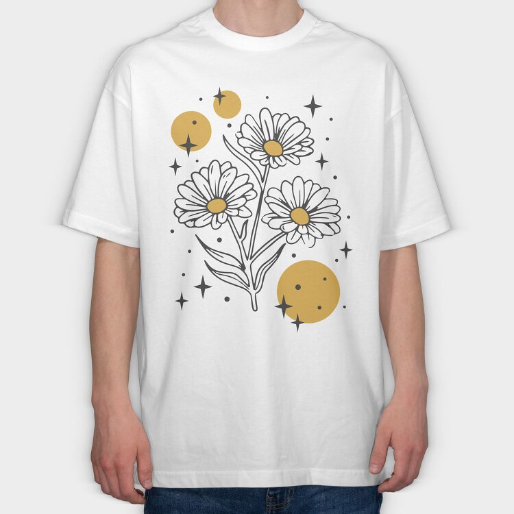 Sparkling Flowers And Circles Vintage, Tricou Oversize Barbati (Unisex)