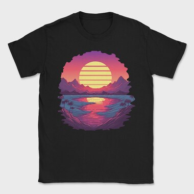 Retro Sunset View, Tricou Barbati (Unisex)